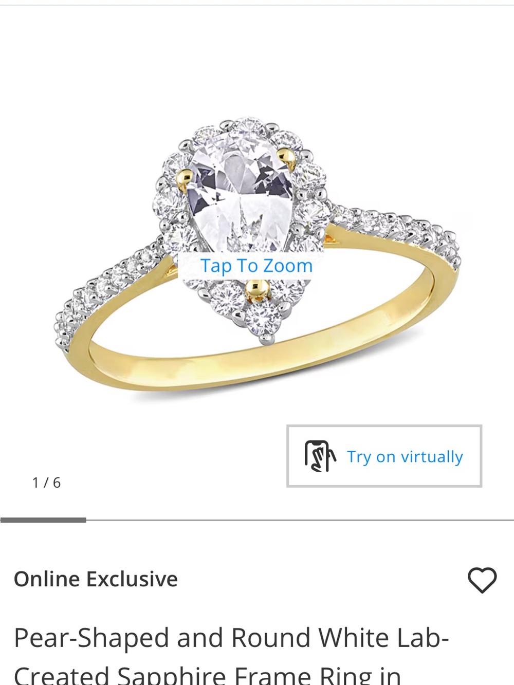 Zales Yellow Gold Ring with Pear-Shaped White Center and Halo